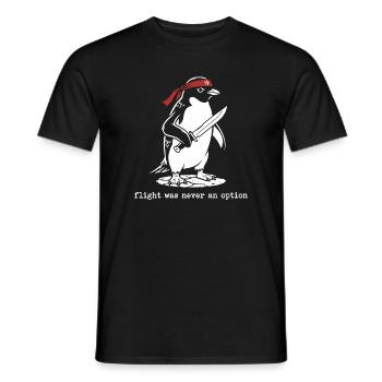 Fliegen war nie eine Option, Pinguin - Männer T-Shirt - Schwarz - Vorne - AI Model Male 178 light (178cm)