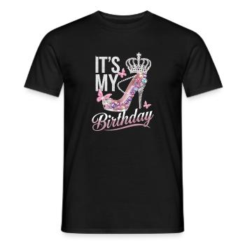  Its My Birthday High Heel Krone Schmetterling - Männer T-Shirt - Schwarz - Vorne - AI Model Male 178 light (178cm)