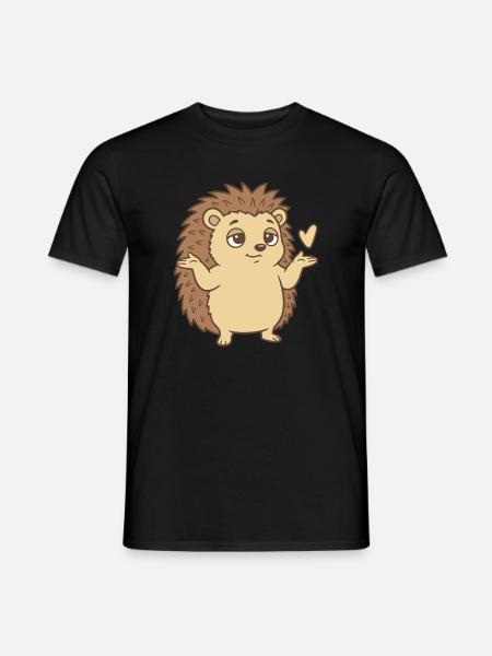 Igel Achselzucken Geste Herz - Männer T-Shirt - Schwarz