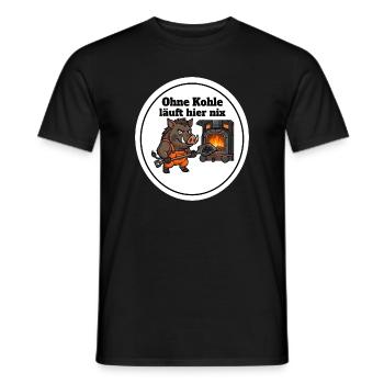 Dampflok Heizer Wildschwein Shirt Kohle Spruch - Männer T-Shirt - Schwarz - Vorne - AI Model Male 178 light (178cm)