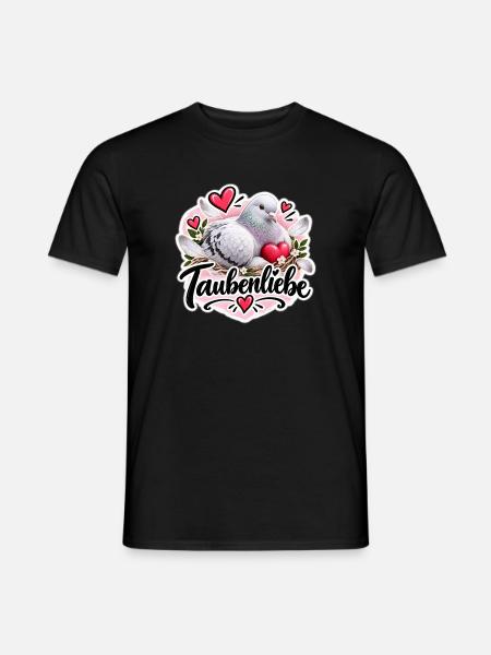 Taubenliebe Aufkleber – Friedenstaube & Herzen - Männer T-Shirt - Schwarz
