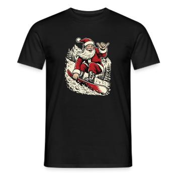 Santa Shaka Snowboarding – Snowboarder-Weihnachten - Männer T-Shirt - Schwarz - Vorne - AI Model Male 178 light (178cm)
