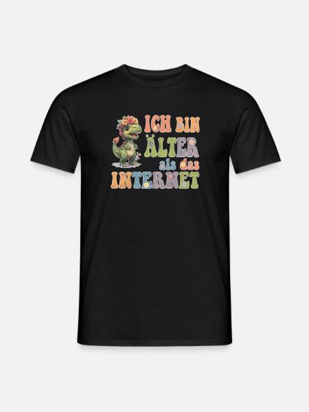 Ich bin älter als das Internet - Hippie Dino - Männer T-Shirt - Schwarz