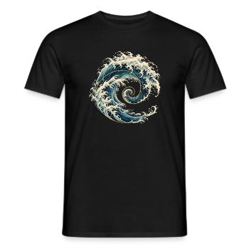 Kanagawa Welle Fibonacci Spirale – Japanische Kuns - Männer T-Shirt - Schwarz - Vorne - AI Model Male 178 light (178cm)