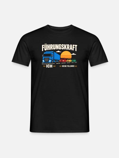 Führungskraft: Truck & Follower Sunset - Männer T-Shirt - Schwarz