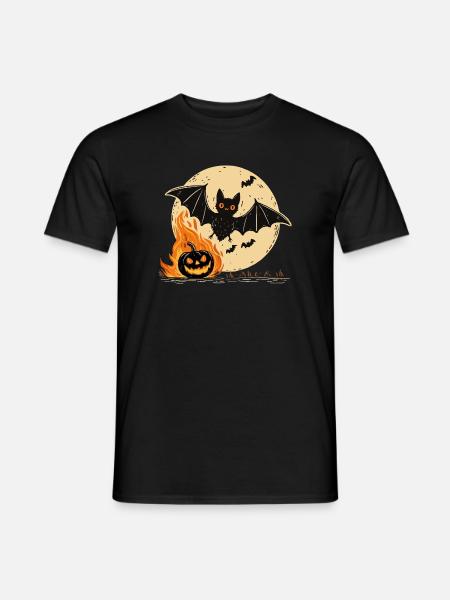 Halloween Fledermaus Mondschein - Männer T-Shirt - Schwarz