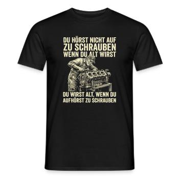Schrauber Mechaniker Werkstatt Motor Spruch - Männer T-Shirt - Schwarz - Vorne - AI Model Male 178 light (178cm)