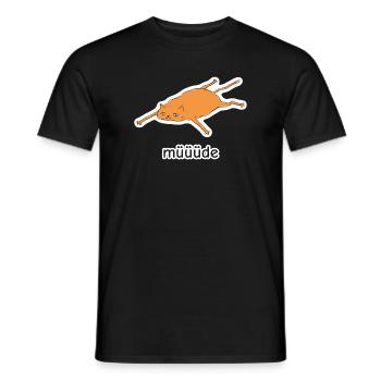 müüüde – platte Katze Meme - Männer T-Shirt - Schwarz - Vorne - AI Model Male 178 light (178cm)