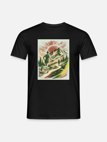 Trailer und Wanderer Retro Design - Männer T-Shirt - Schwarz