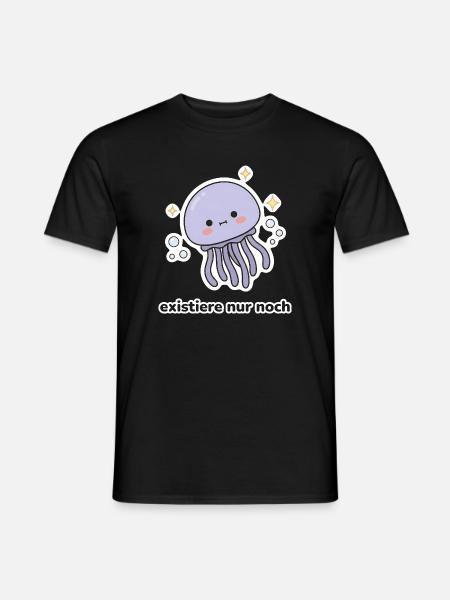 existiere nur noch – Qualle Meme - Männer T-Shirt - Schwarz