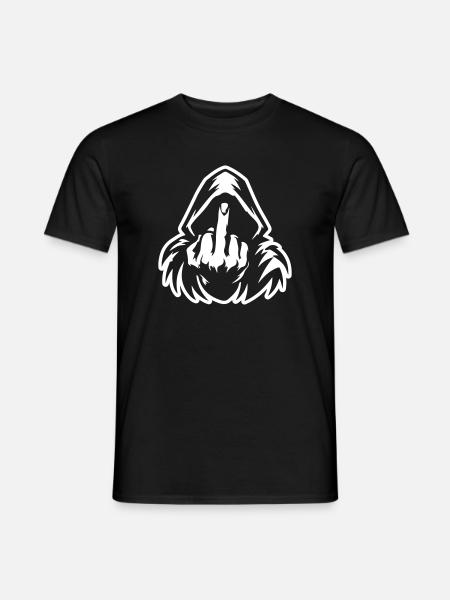 Kapuzenfigur mit Mittelfinger Weiß - Männer T-Shirt - Schwarz