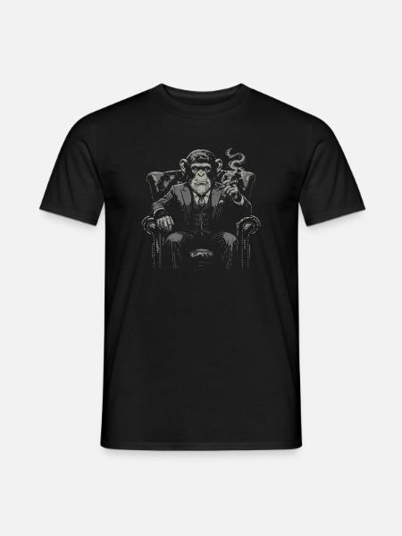 Mafioso Monkey raucht Zigarre - Männer T-Shirt - Schwarz