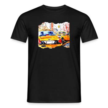 New York Taxi Kunstmotiv von Jörg Langhans - Männer T-Shirt - Schwarz - Vorne - AI Model Male 178 light (178cm)