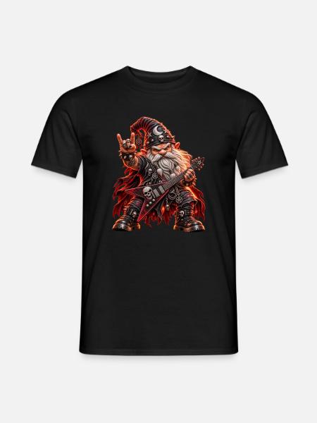 Heavy Metal Zwerg – Rocker mit E-Gitarre - Männer T-Shirt - Schwarz
