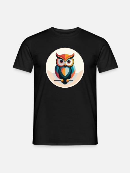 Moderne Eule – Farbige Tierillustration - Männer T-Shirt - Schwarz
