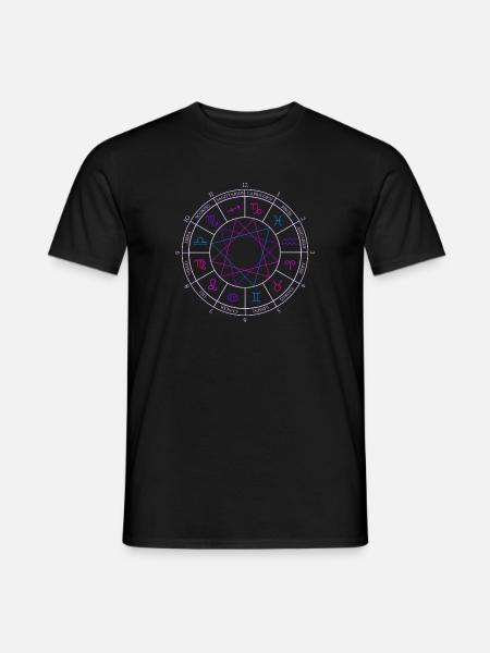 Rad der 12 Tierkreiszeichen mit Namen und Monaten - Männer T-Shirt - Schwarz