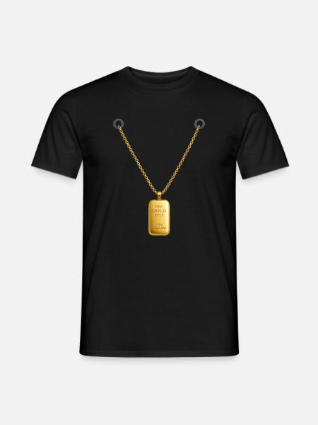Goldbarren Kettenanhänger - Männer T-Shirt - Schwarz
