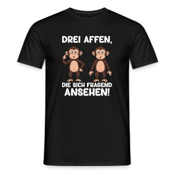 Drei Affen Ansehen Fragen Lustiger Spruch Humor - Männer T-Shirt - Schwarz - Vorne - AI Model Male 178 light (178cm)
