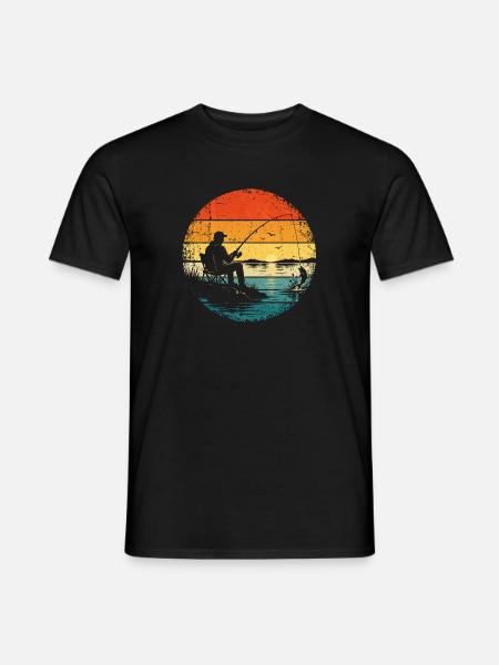 Angler - Fischer - Angel - angeln Sonnenuntergang - Männer T-Shirt - Schwarz