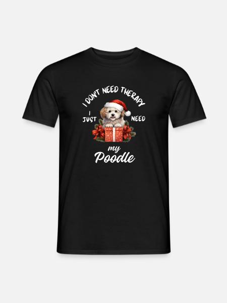 Weihnachtspudel-Welpen-Geschenkbox - Männer T-Shirt - Schwarz