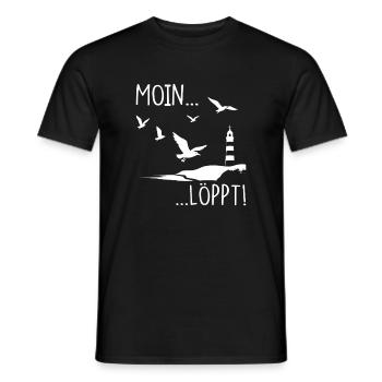 Moin Leuchtturm Möwen Küste Maritimes Geschenk - Männer T-Shirt - Schwarz - Vorne - AI Model Male 178 light (178cm)