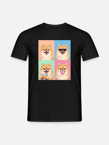 Hunde Zwergspitz Hund - Männer T-Shirt - Schwarz