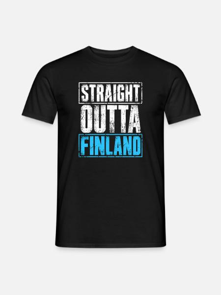 Straight Outta Finland - Finnland - finnisch - Männer T-Shirt - Schwarz
