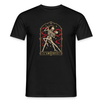 L’Amoureux – Die Liebenden Tarot Skelett - Männer T-Shirt - Schwarz - Vorne - AI Model Male 178 light (178cm)
