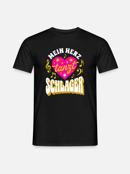 Schlagerherz im Tanzfieber - Männer T-Shirt - Schwarz
