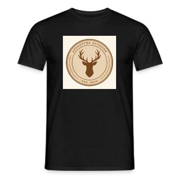 Adventure Outdoor Deer Head - Vintage Hunting Badg - Männer T-Shirt - Schwarz - Vorne - AI Model Male 178 light (178cm)