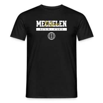 Mechelen Belgien Koordinaten Reise Souvenir - Männer T-Shirt - Schwarz - Vorne - AI Model Male 178 light (178cm)