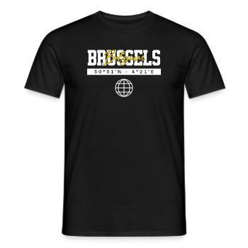 Brüssel Belgien Koordinaten Reise Souvenir - Männer T-Shirt - Schwarz - Vorne - AI Model Male 178 light (178cm)