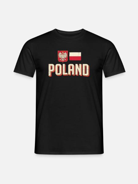 Polen Emblem Retro Flagge - Männer T-Shirt - Schwarz