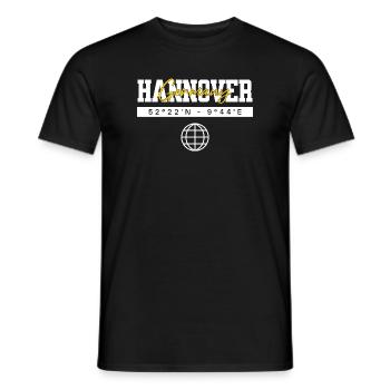 Hannover Niedersachsen Koordinaten Reise Souvenir - Männer T-Shirt - Schwarz - Vorne - AI Model Male 178 light (178cm)