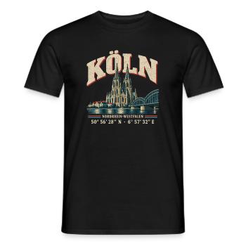Köln Dom Skyline Nordrhein-Westfalen Geschenk - Männer T-Shirt - Schwarz - Vorne - AI Model Male 178 light (178cm)