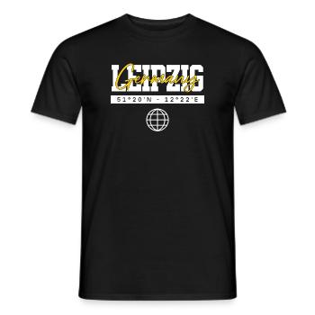 Leipzig Deutschland Koordinaten Reise Souvenir - Männer T-Shirt - Schwarz - Vorne - AI Model Male 178 light (178cm)