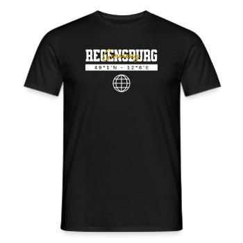 Regensburg Deutschland Koordinaten Reise Souvenir - Männer T-Shirt - Schwarz - Vorne - AI Model Male 178 light (178cm)