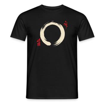 Zen Enso Circle – Buddhistische Pinselstrichmeditation - Männer T-Shirt - Schwarz - Vorne - AI Model Male 178 light (178cm)