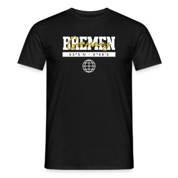 Bremen Deutschland Koordinaten Reise Souvenir - Männer T-Shirt - Schwarz - Vorne - AI Model Male 178 light (178cm)