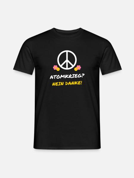 Atomkrieg? Nein danke! – Peace Zeichen - Männer T-Shirt - Schwarz