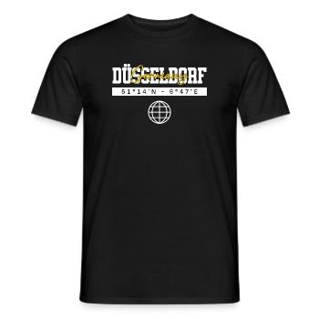Düsseldorf Deutschland Koordinaten Reise Souvenir - Männer T-Shirt - Schwarz - Vorne - AI Model Male 178 light (178cm)