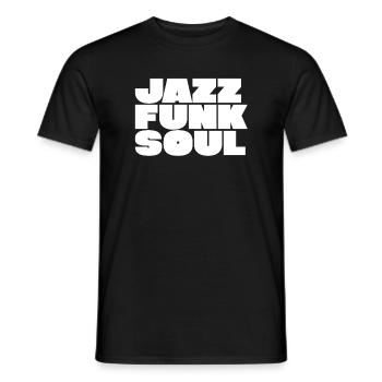 Jazz Funk Soul Typografie Tee - Männer T-Shirt - Schwarz - Vorne - AI Model Male 178 light (178cm)