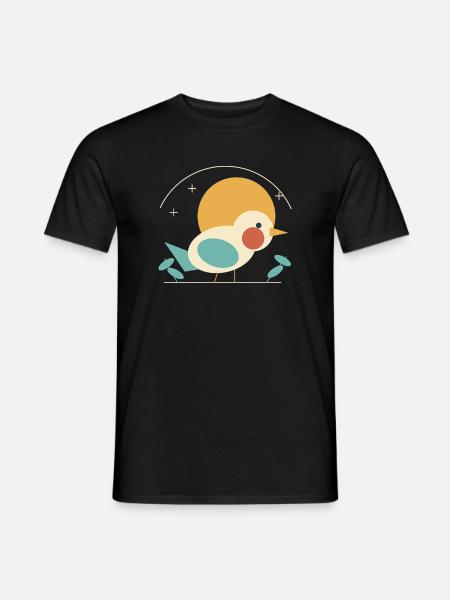 Vogel vor Retro-Sonne - Männer T-Shirt - Schwarz