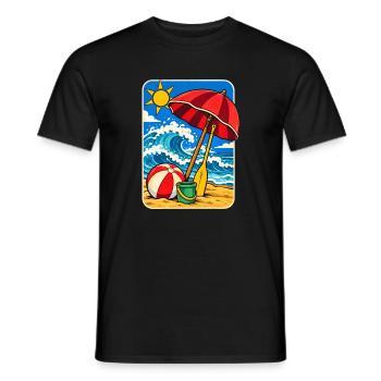 Retro Sunny Beach Day Illustration - Männer T-Shirt - Schwarz - Vorne - AI Model Male 178 light (178cm)