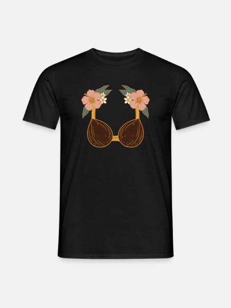 Tropisches Kokosnuss-BH Blumenstrand-Design - Männer T-Shirt - Schwarz
