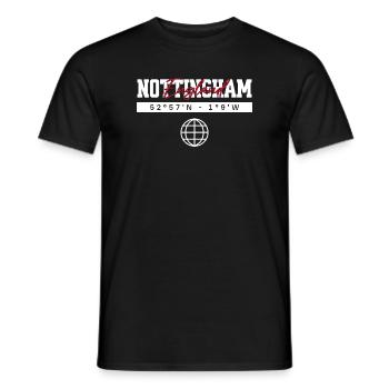 Nottingham England Koordinaten Reise Souvenir - Männer T-Shirt - Schwarz - Vorne - AI Model Male 178 light (178cm)