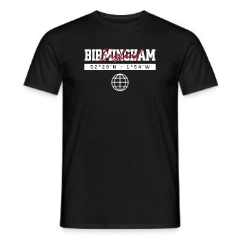 Birmingham England Koordinaten Reise Souvenir - Männer T-Shirt - Schwarz - Vorne - AI Model Male 178 light (178cm)