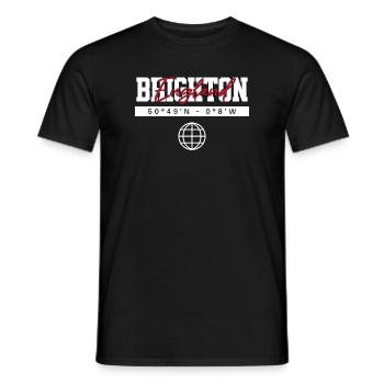 Brighton England Koordinaten Reise Souvenir - Männer T-Shirt - Schwarz - Vorne - AI Model Male 178 light (178cm)