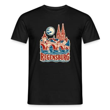 Regensburg Steinerne Brücke - Männer T-Shirt - Schwarz - Vorne - AI Model Male 178 light (178cm)