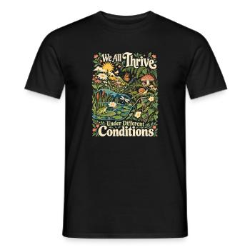 Wir alle gedeihen unter unterschiedlichen Bedingungen in der Natur - Männer T-Shirt - Schwarz - Vorne - AI Model Male 178 light (178cm)